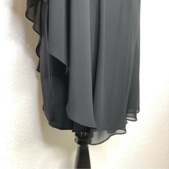 Erin Fetherston black sheer silk overlay one shoulder red strap dress size 6 - Picture 10 of 15